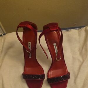 Manolo Blahnik Burgundy Red Heeled Sandals